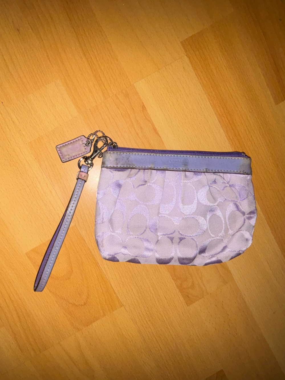 Coach Lavender Signature Wristlet Pouch